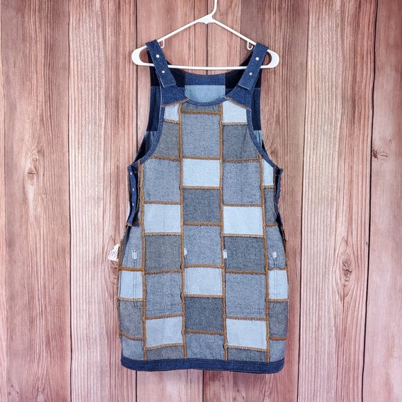 Lucy & Yak Womens Size 4 Layla Denim Dress in Paige Patchwork Blue Cotton Rare - Picture 7 of 16